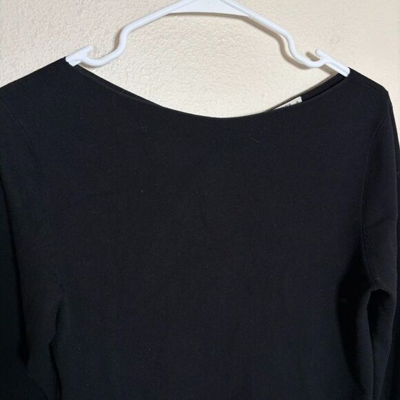 MM Lafleur Sweater Women's Medium Black Knit Round Neck Pullover Solid - Picture 3 of 8